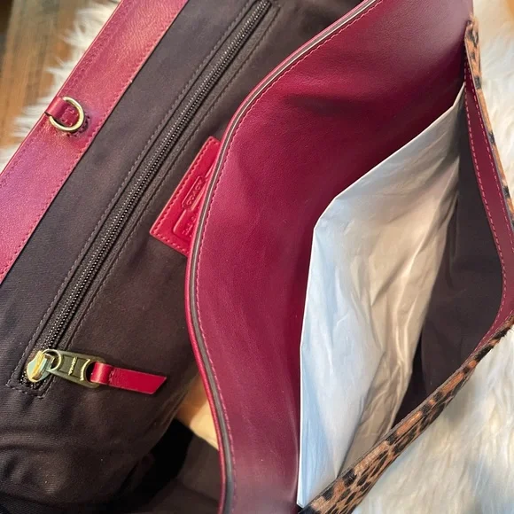 COACH Legacy Colorblock Ocelot Haircalf Flap Carryall in Aubergine/Multi - NWT!